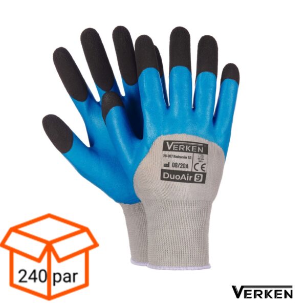Rękawice robocze powlekane spienionym lateksem Verken Duoair 240 PAR -1 KARTON
