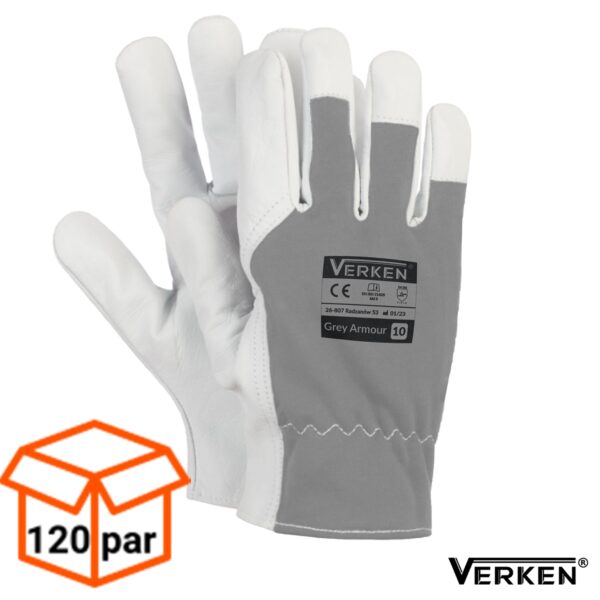 Rękawice robocze skórzane monterskie Verken Grey Armour 120 PAR -1 KARTON 5,90 zł/para