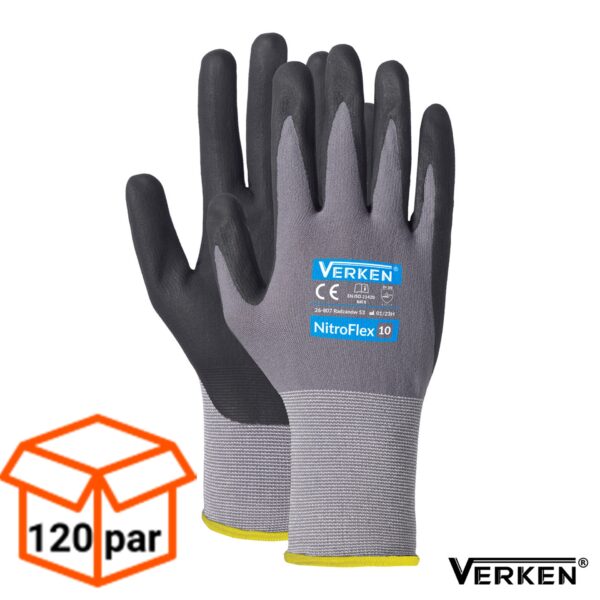 Rękawice robocze precyzyjne powleczone nitrylem Verken Nitroflex 120 PAR -1 KARTON