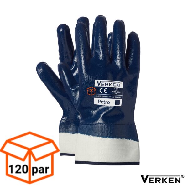 Rękawice robocze olejoodporne powlekane nitrylem Verken Petro 120 PAR -1 KARTON