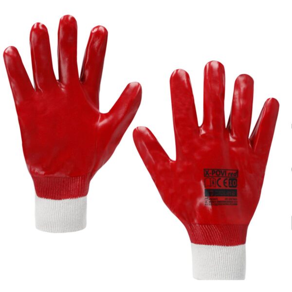 Rękawice kwasoodporne robocze powlekane PCV PVC Grube X-POVI RED Procera