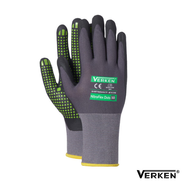 Rękawice Nitrylowe Precyzyjne Nakrapiane SPANDEX Verken NitroFlex Dots
